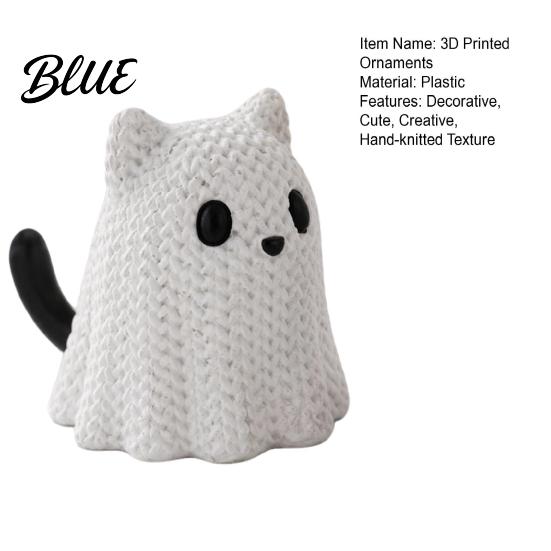 Stable Halloween Figurine 3D Printed Ghost Dog/Cat Ornaments Knitted Texture Animal Figure Decorations