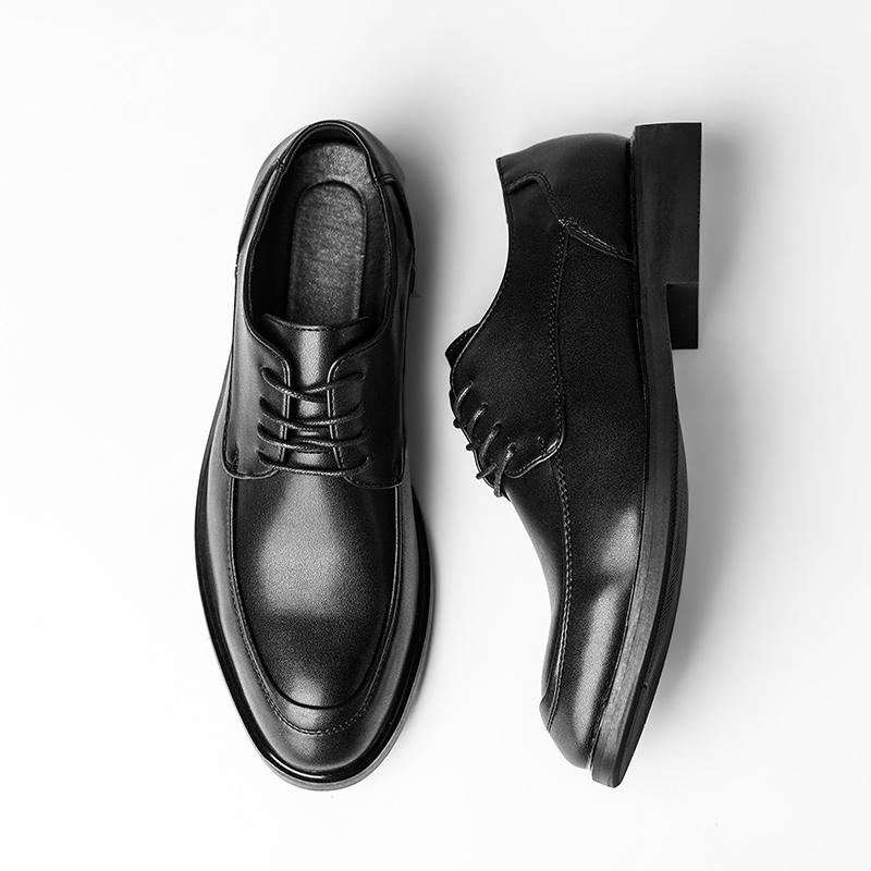 Men'S Casual Shoes Fashion Leather Shoes Lace-Up Breathable Leather Shoes Men Dress Shoes Business Shoes Black Work Shoes JZ-577