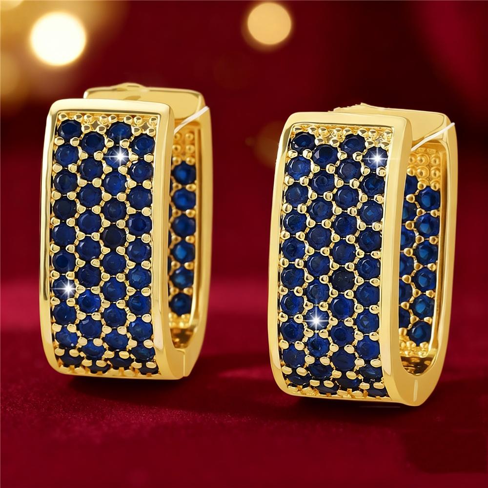 Charm Female Rainbow Zircon Stone Round Hoop Earrings Vintage Fashion Gold Color Wedding  For Women