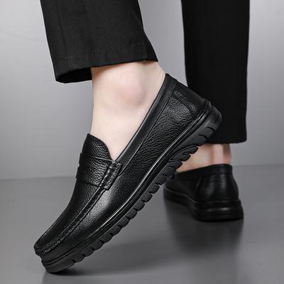 Men's Genuine Leather Shoes Slip On Casual Shoes Non-Slip Business Driving Sneakers