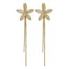 Accessori da Donna Zircone Colore Oro Orecchini Fiore a Cinque Petali da Donna Personalità Orecchino Lungo con Frange Gioielli da Matrimonio