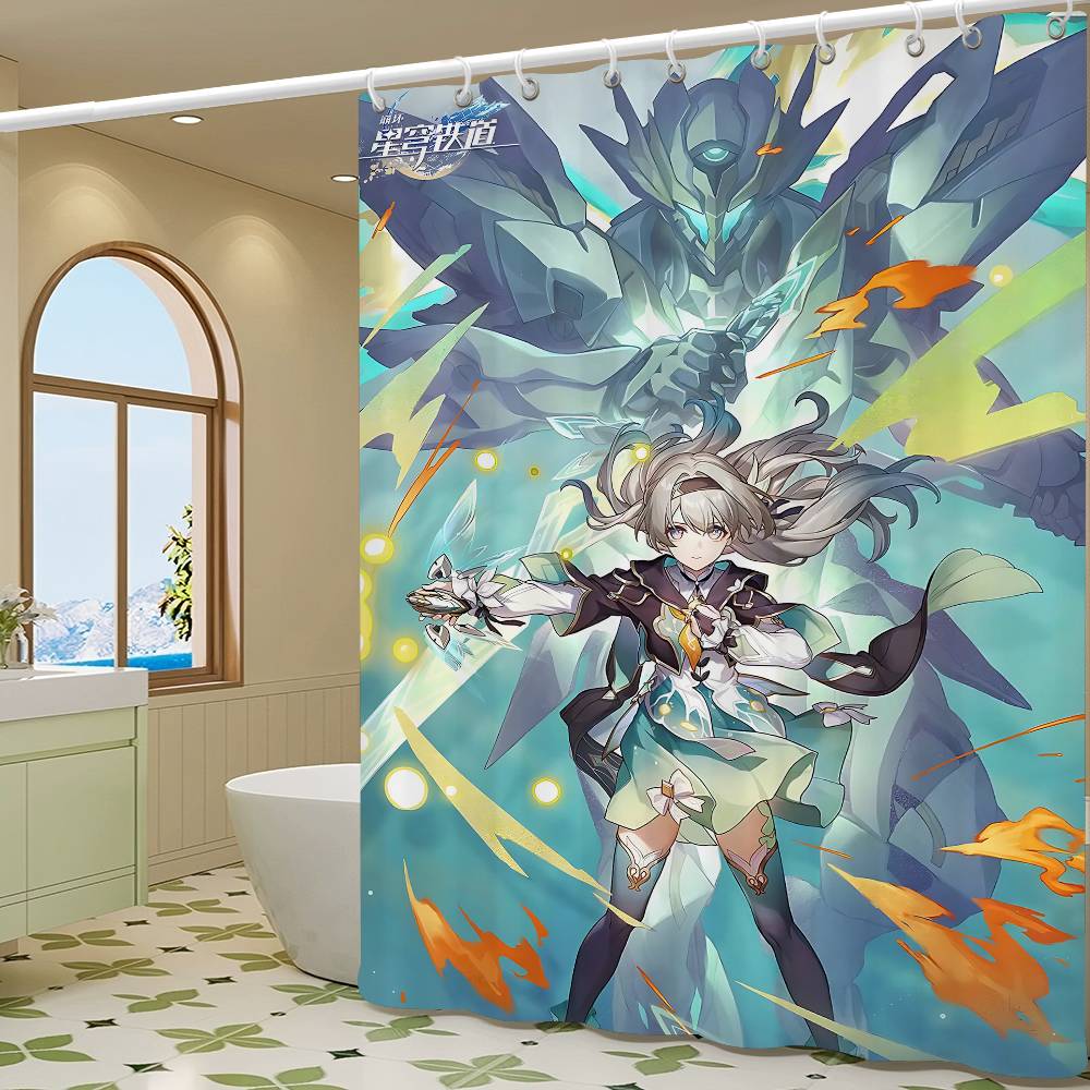 Honkai Star Rail Game Simple Shower Curtain Bathroom Shower Curtain Easy To Clean And Scrub Polyester Waterproof Light Opaque