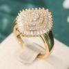 Fashion Classic Paved Synthetic Zirconia Geometry Ring for Women Elegant Golden Plated Banquet Wedding Jewelry Accessories Gifts