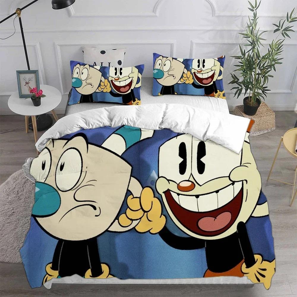 3D Neue Heimtextilien Cartoon Cuphead Bettwäschesets Bettdecke Quilt Bettüberwurf Bettbezug Kissenbezugsets Kinder Erwachsenengröße