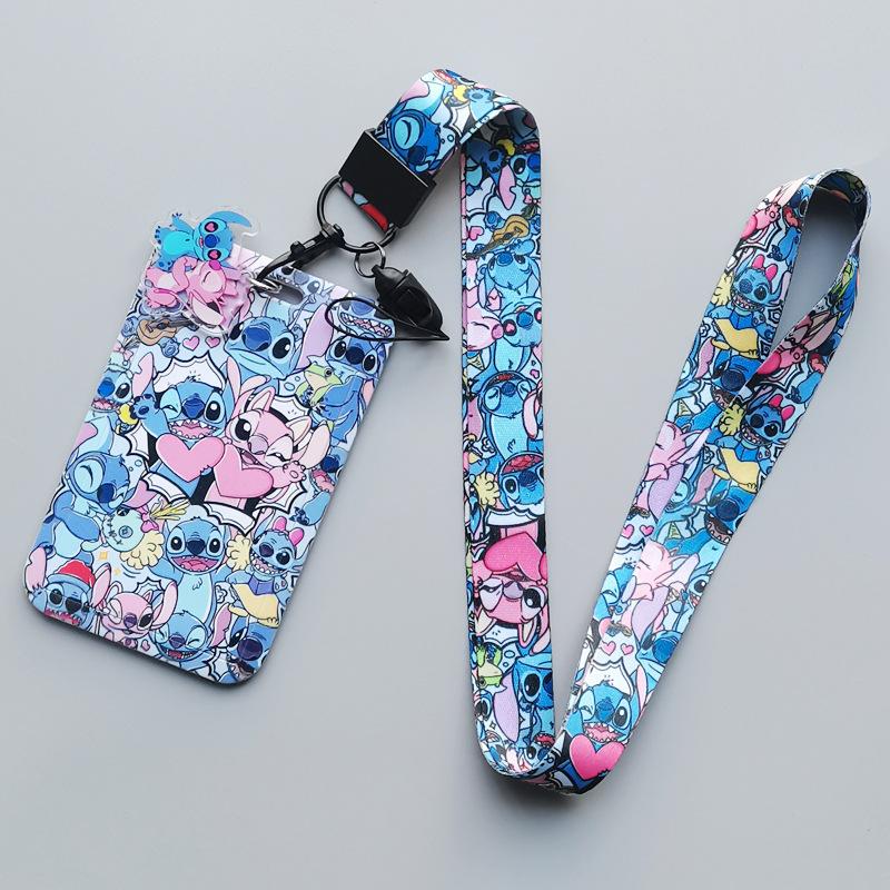New Stitch Card Holder Anti-lost Cartoon Neck Strap Card Holder Nd Girls Toy Lanyard Badge Clip Present High Quality
