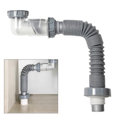 Kitchen Elbow Connector With  Stretchable Tube Sink Drain Hose Set Filter With Stop Valve For Washbasin Bathroom
