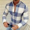 Fashion Men's Plaid Shirt Long Sleeved Cool Slim Fit Polo Shirts