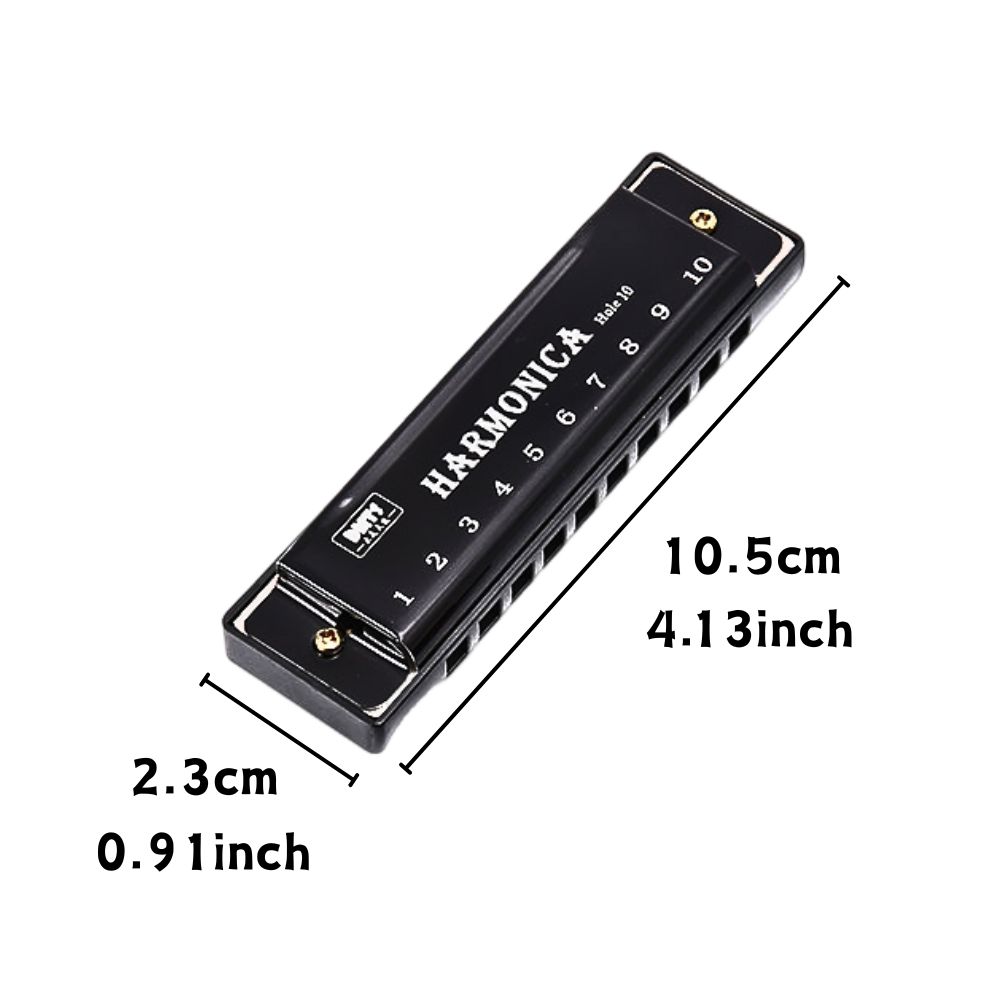 1pc Metal 10 Holes Chromatic Harmonica Black/Golden/Silvery Standard Vocal Range Portable Beginner's Introductory Instrument YMY