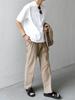 Ships Any Men's 360° THE CIRCLE STRETCH Pants with Center Crease, Beige, Size M (713120012), Suitable for Co-ordination