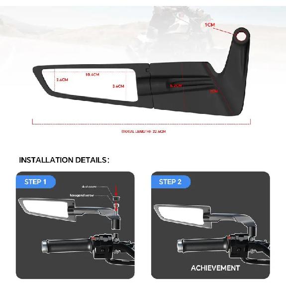 For Kawasaki Z900 Z650 Z125 Pro Z250 Z400 Z300 Z800 Z750 Z900 Z1000 Rotate Adjustable Mirrors Motorcycle Side View Wing Mirrors