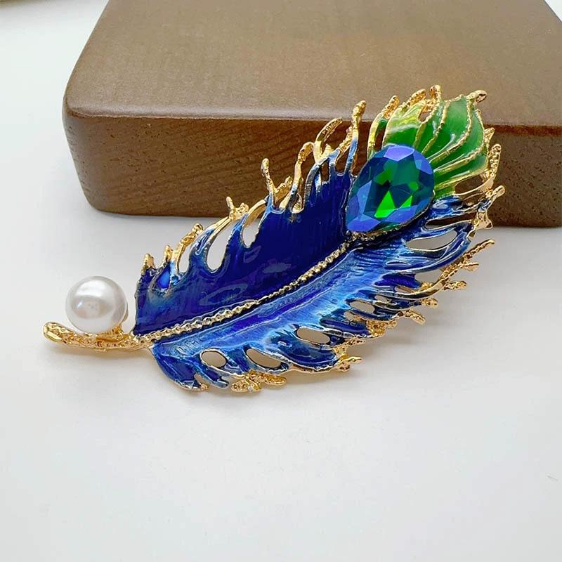 1 buc Ac cu strasuri Retro cu diamante încrustate Pentru femei Broșă cu pene Multicolor Bijuterii Cadouri Accesorii de îmbrăcăminte