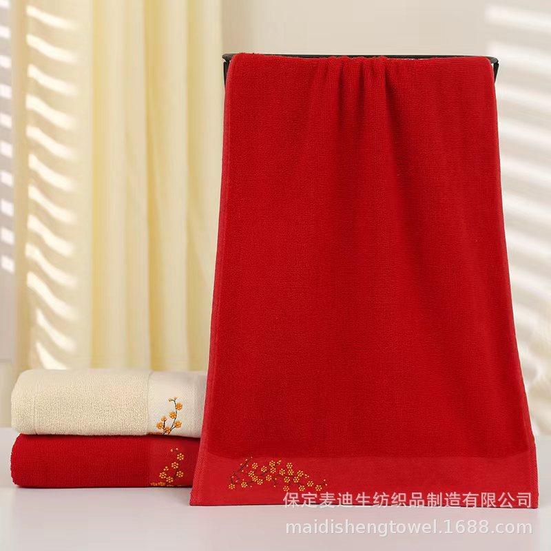 

Вышитое полотенце из чистого хлопка Мягкое впитывающее полотенце для лица Предметы первой необходимости для дома Хлопковое полотенце с принтом 34*74cm красный