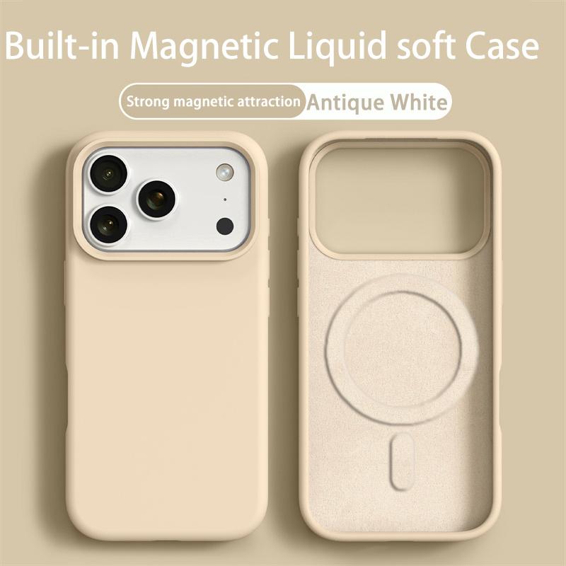 Orange Liquid Silicone Magsafe Case for iPhone 17 Pro Max Air Soft Magnetic Charing Cover For iPhone 12 13 14 15 16 Pro Max Plus