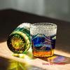 Incisione a Mano Giappone Monte Fuji Edo Kiriko Bicchiere da Whisky Cristallo Ambra Calici da Vino Tumbler da Whisky Bicchiere per Distillati Sake Tazza da Acqua
