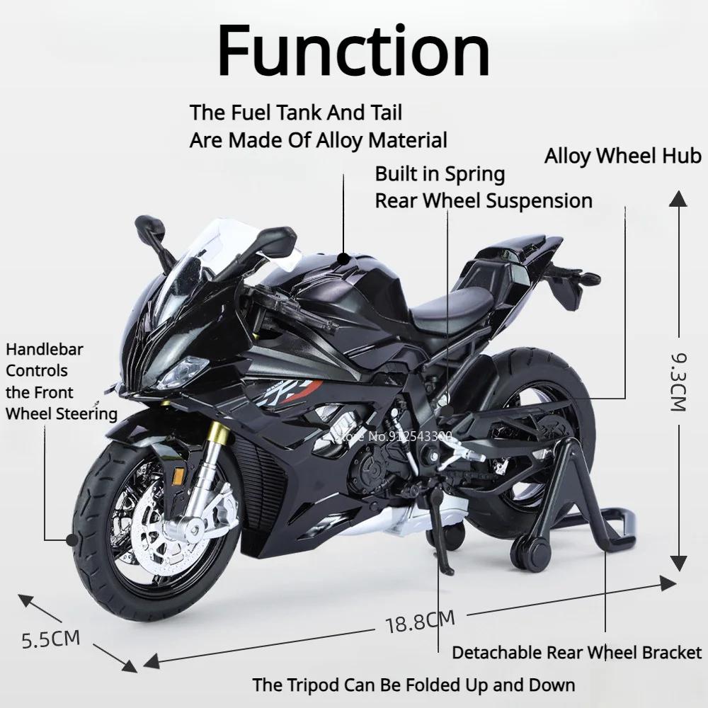 1:12 RRS1000 R1250GS Motorcycle Car Model Toys Wheel Steering Alloy Body Rubber Tires Motorbike Models for Children's Gifts