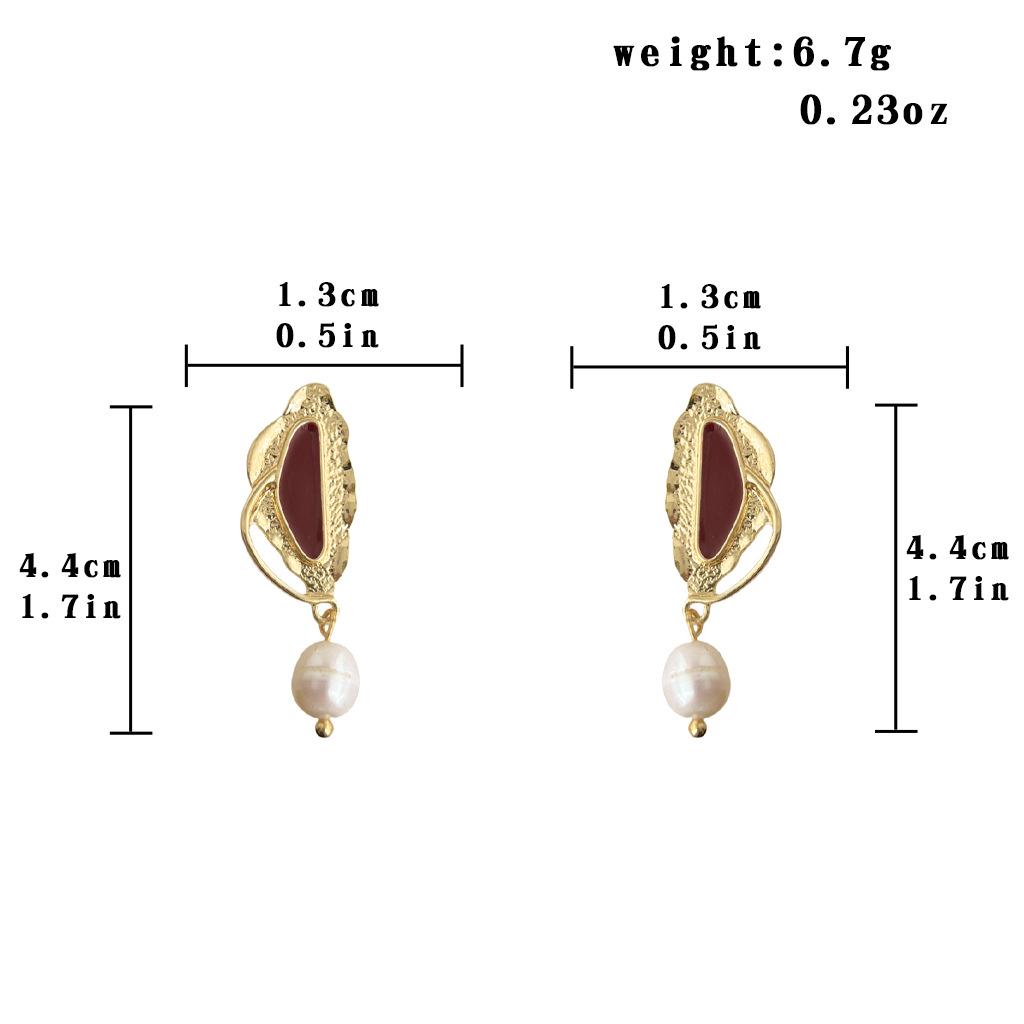 French Retro Ankara Red Freshwater Pearl Earrings - Elegant, Versatile, High-End Women s Jewelry