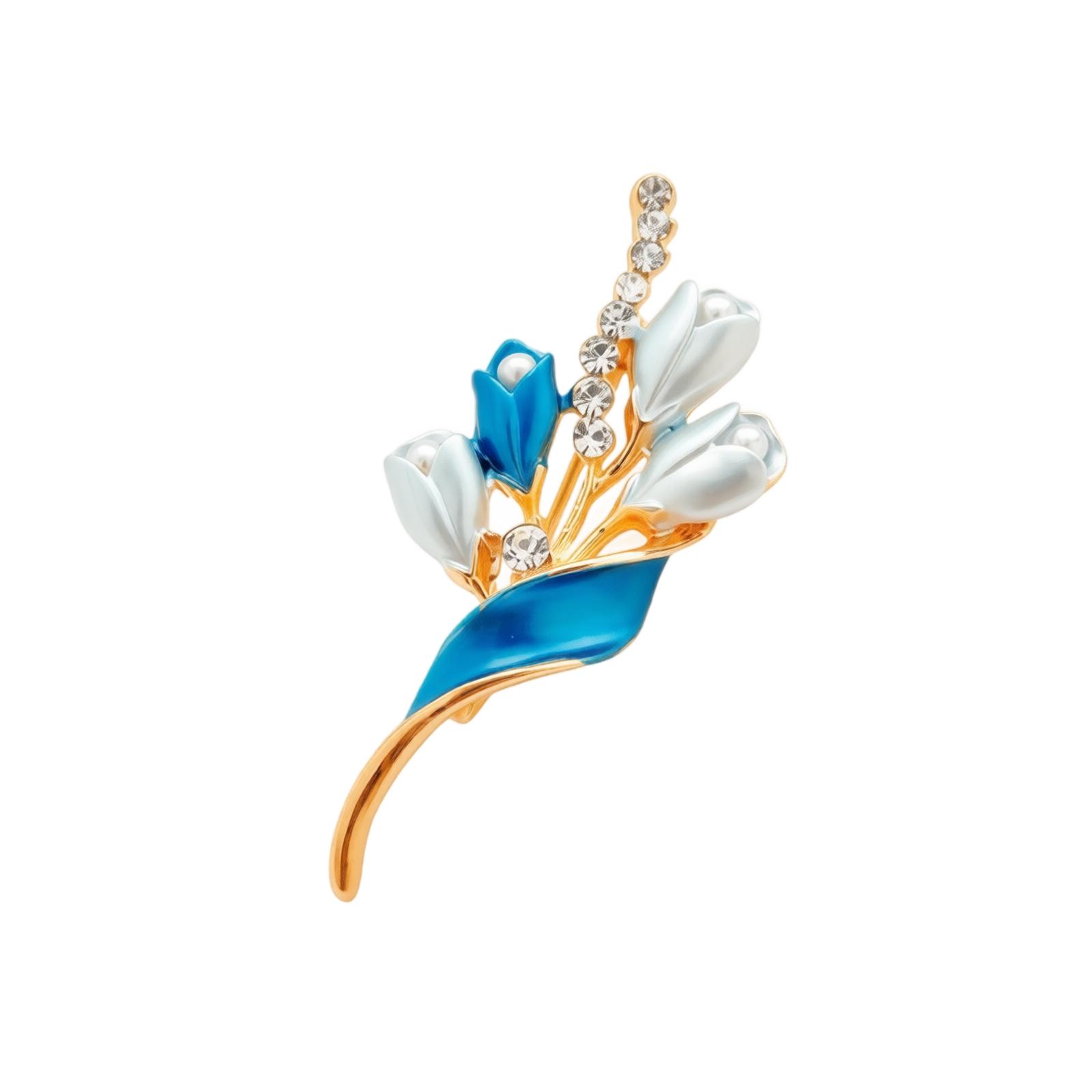 Elegant Floral Brooch Pin for Blazer Safety Pin Fashion Accessory Decorative Clothing Brooch Stylish Korean Style Lapel Pin for Jackets Blouses one size синий