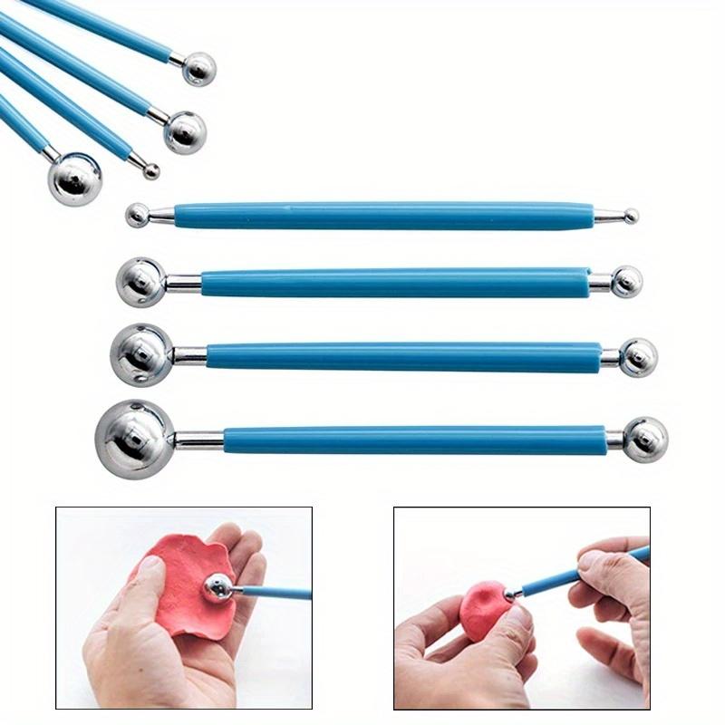 

For Embossing Pattern 4 Pcs Point Drill Creasing Pen with DIY Ball Styluses Tools Spiral Double Head Clay Sculpting Tools синій