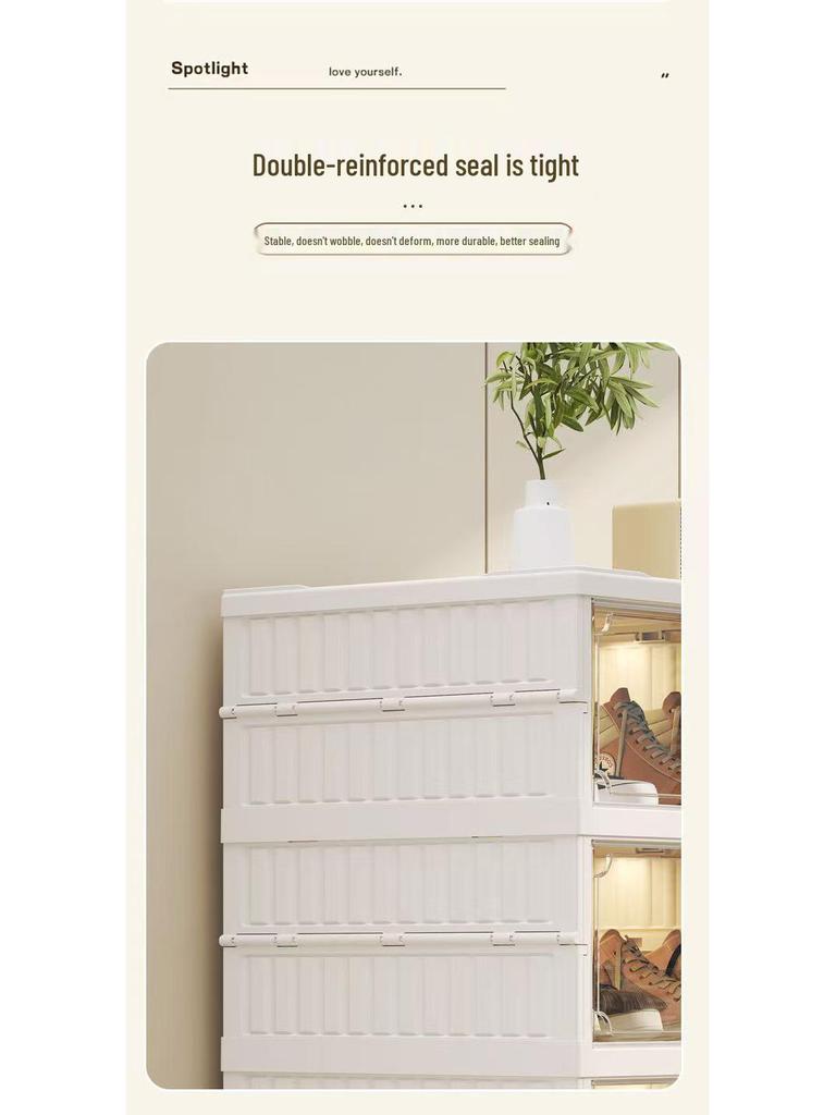 Double-Row Multi-Layer Foldable Shoe Cabinet with Dustproof AJ Storage Display Rack