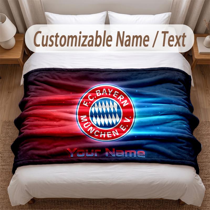 FC Bayern München Bedruckte Flanelldecke Mit Personalisierbarem Namen Weiche Warme Decke Für Schlafzimmer Feiertagsgeschenk
