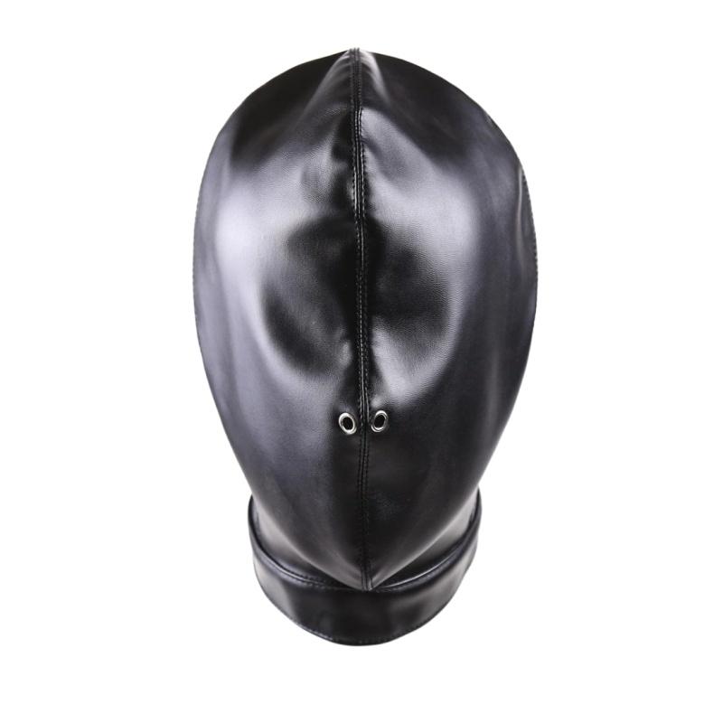 Unisex Donna Uomo Cosplay Maschera Facciale Halloween Sexy PU Pelle Coulisse Maschere Complete Cappuccio per Gioco di Ruolo Costume Copricapo