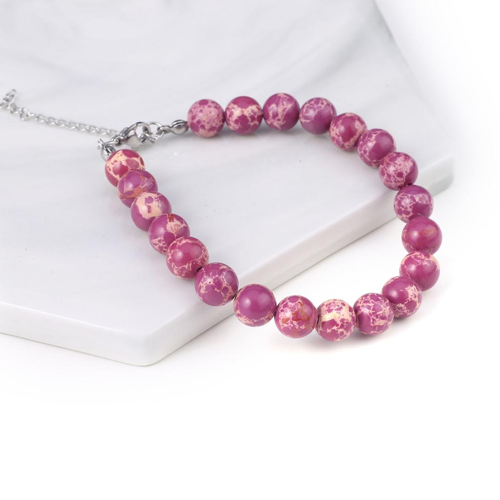 Nový styl Dámský náramek Přírodní kámen Emperor Stone Korálky 8X8 MM Přívěsky pro ženy Romantický dárek k narozeninám