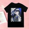 Ado Fanart Blaue Rose Anzug T-Shirt, Unisex Japanische Sängerin Ado Anime Stil Streetwear Tee, 100% Baumwolle Lässiges Kurzarm Oberteil