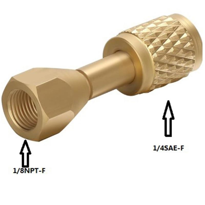 Permanent Bronze Thread Processor for Air Conditioning Systems 1/8NPT Male To 1/4SAE Female Pressure Measure Connection