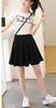 Sharphon Black Flared Length Elastic Korean with Inner High Mini Solid Perfect for and Everyday REI211 Skirt, 45cm, Waist, Style, Pants, Waist,