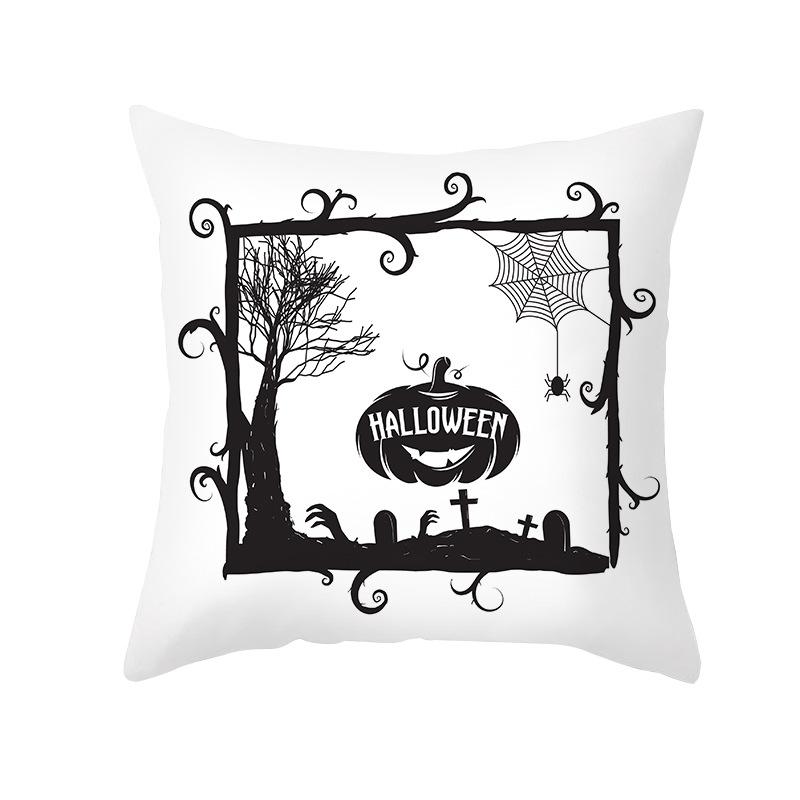 Halloween Spider Pumpkin Castle Print Cushion Cover Home Living Room Sofa Decoration Polyester Pillow Cover 45x45cm