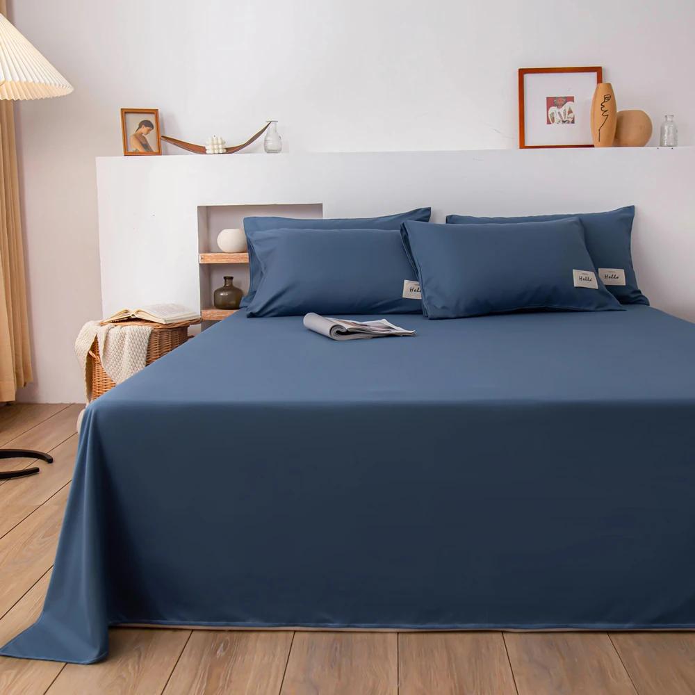 Gentle Household Bed Linen Sheets Bed Flat Sheet designed for Double Bed Plain Solid Color Top Sheets Single/Queen/King Flat Bedsheets