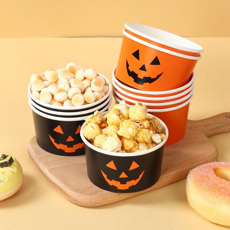 Halloween Kürbis Geist Papier Snack Dessert Becher Schüssel Geschirr für Halloween Motto Party Dekoration Zubehör