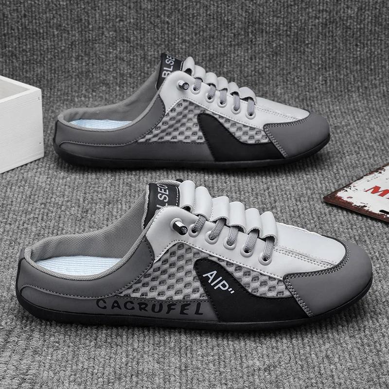 2025 Summer New Half Carrier Men's Shoes Soft Sole Casual Comfortable Sneakers Men's Slip-on Beanie Shoes Sneakers for Men