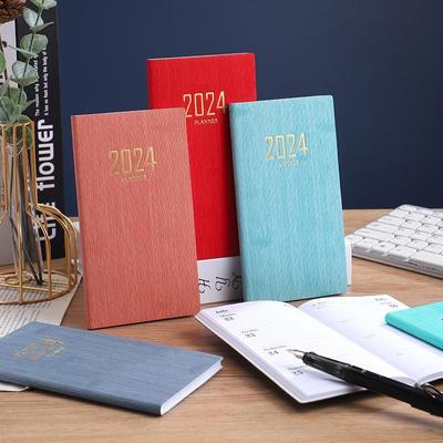 2024 Planbuch A6 Englisches Agendabuch Leder Tagesplaner Notizbuch 365 Tage Zeitmanagement Notizblock