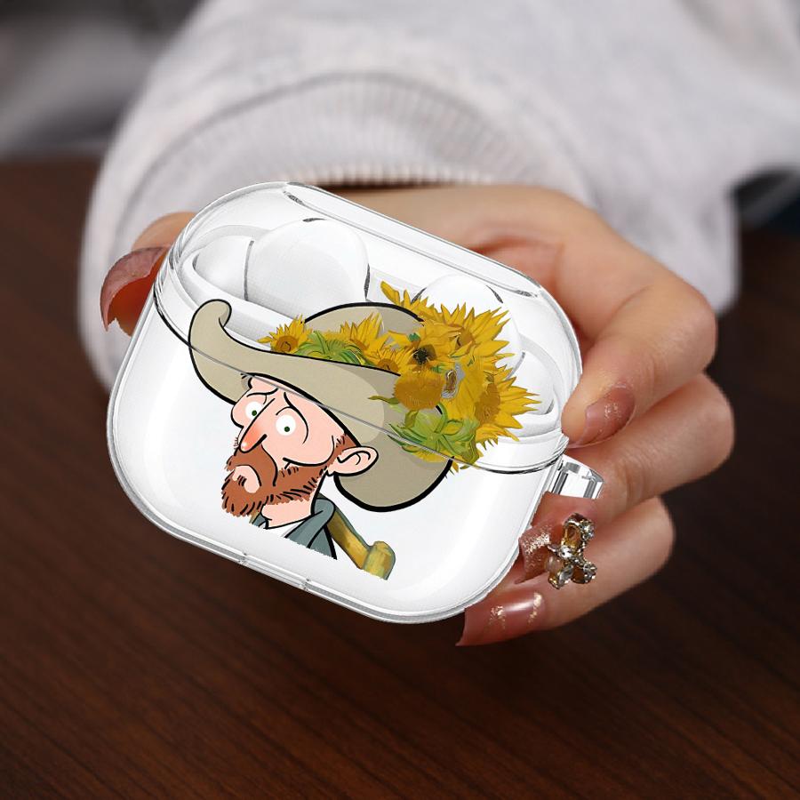 

Case For Samsung Galaxy Buds 2 4 Pro 3 FE 4Pro Live 3Pro 2Pro Clear Earphone Cases Cover With Hook Van Gogh Creative Design Buds Pro