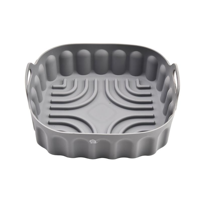 

High Temperatures Resistant Silicone Insert for Air Fryers Microwave Baking Mat with Handle Oven Mat Kitchen Supplies Small size сірий