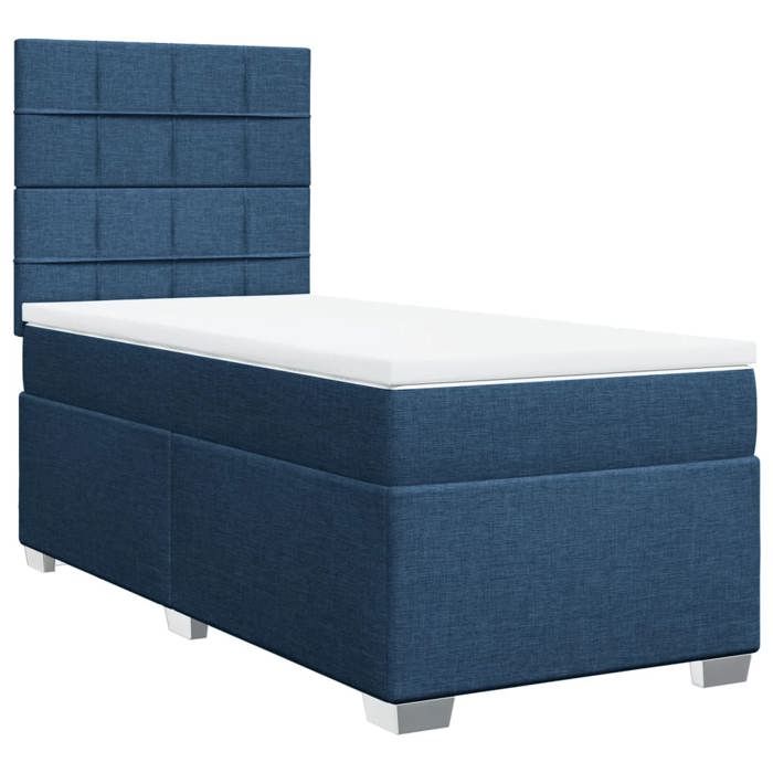 Maison Exclusive - Sommier à lattes de lit avec matelas Bleu 90x190 cm Tissu