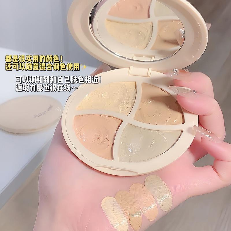 Four Color Face Concealer Cover Dark Circles Spots Brighten Even Skin Tone
