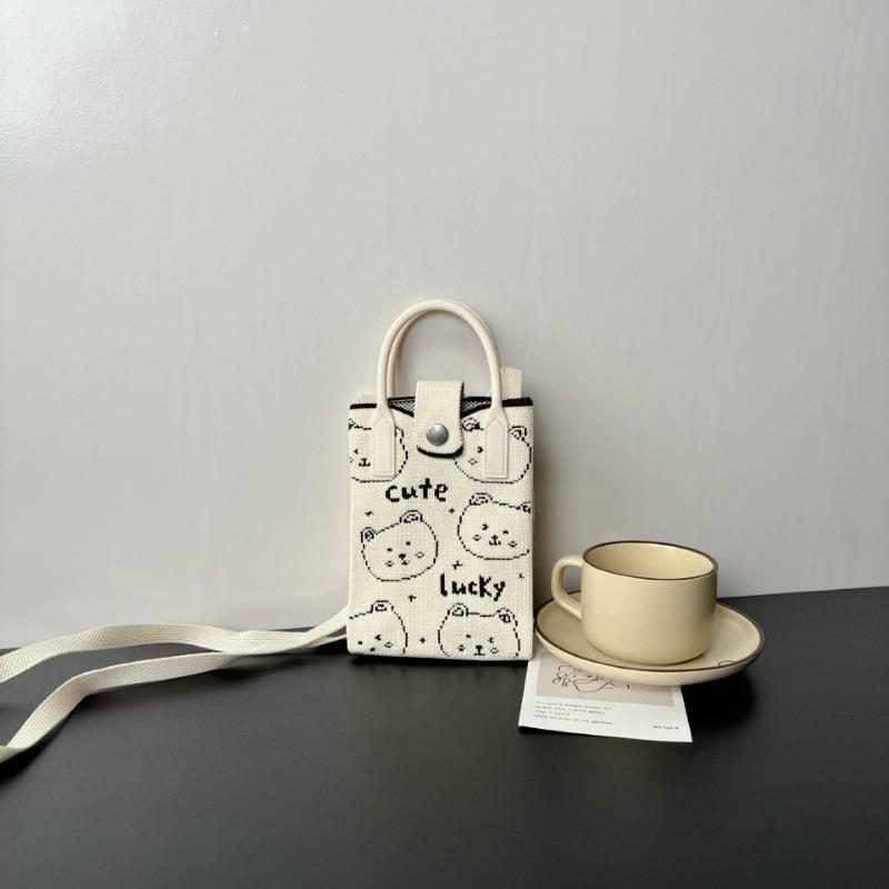 Premium Sense Ns Mobile Phone Bag New Cartoon Knitted Bag Dopamine Niche Versatile Messenger Shoulder Bag Handbag