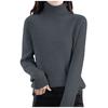 Women's Fashion Wool Long-Sleeved Sweater With Shoulder Insert Solid Color Turtleneck Top Base
