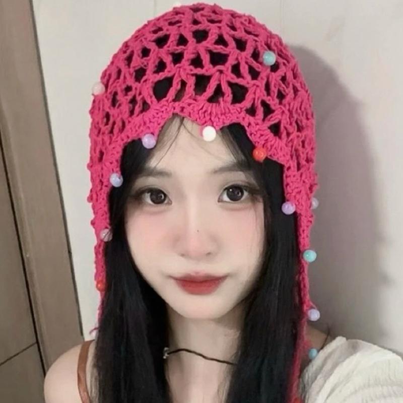 Homemade Ethnic Style Handmade Hollowed Out Hook and Flower Hat with A Sense of Atmosphere Thin Knitted Toe Cap Retro Style
