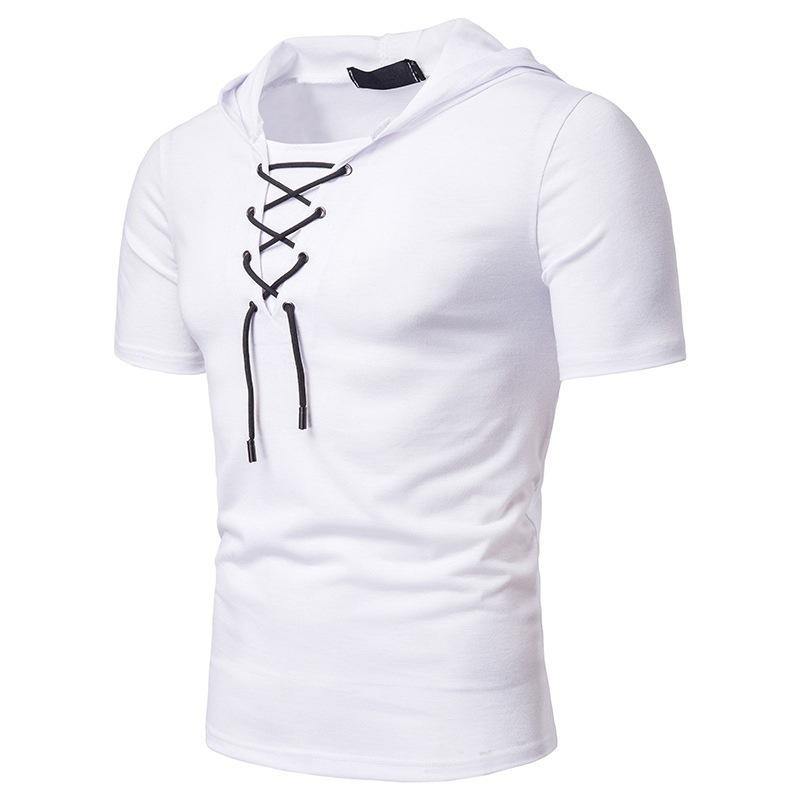 Men's Summer Oversized Slim-Fit Vintage Short-Sleeve T-Shirt Hoodie