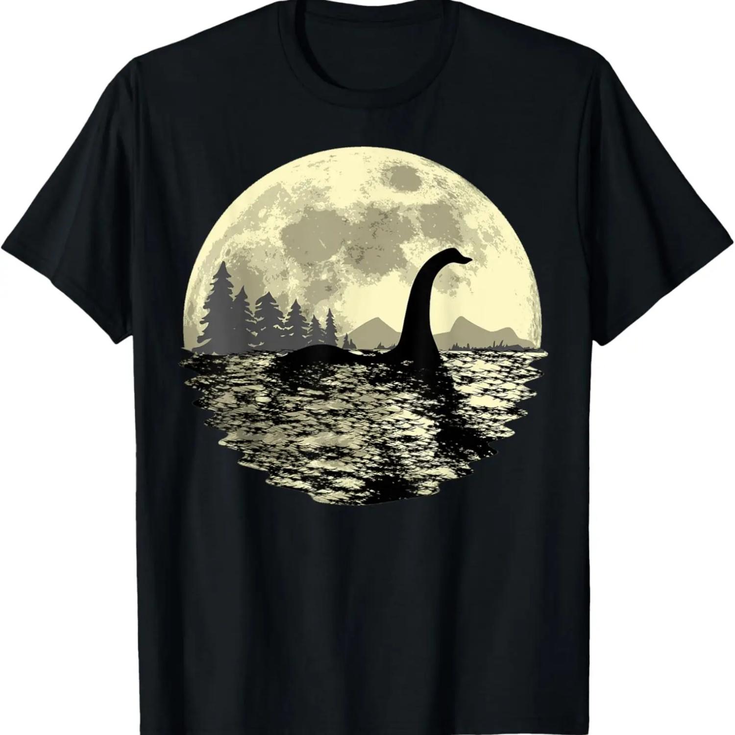 Loch Ness Monster Moonlight Lake Swim T-Shirt S
