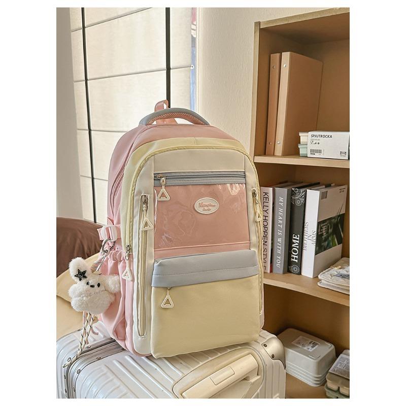 High value, fresh and sweet, contrasting color splicing backpack, casual and lightweight backpack for junior high school students
