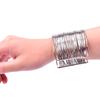 Women Multilayer Metal Wires Strings Open Bangle Wide Cuff Bracelet Jewelry
