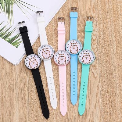 Montre Filles Et Garçons Simple Collège École Élémentaire Étudiants Mignonne Douce Fille Gelée Rose Montre à Quartz