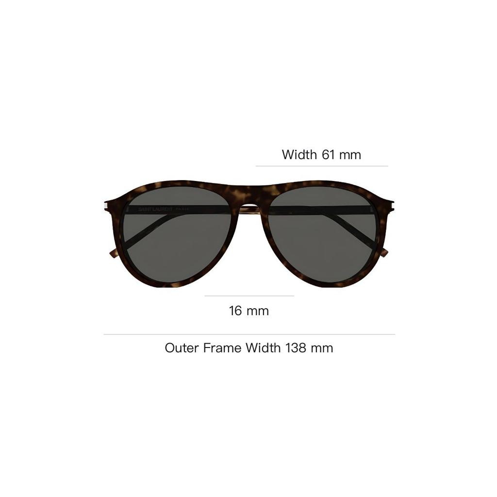 Saint Laurent Logo Mirrored Leg Irregular Shape Sunglasses Men Sunglasses Tortoiseshell SL667
