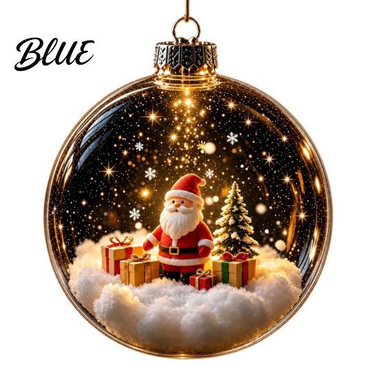 Miniature Christmas Scenes Ball Acrylic Holiday Scene Ornament Mini Glowing Story Light Up Keepsakes Hanging