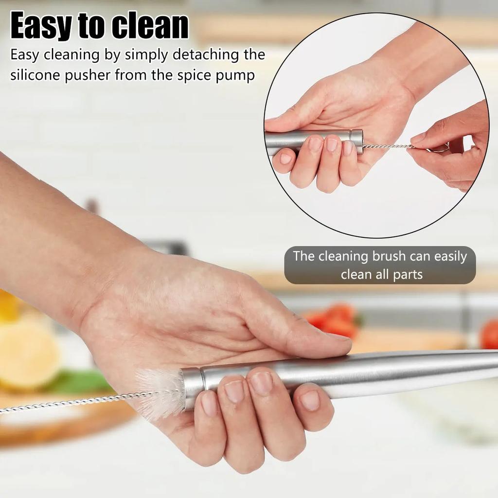 Turkey Baster Set of 4 Stainless Steel Turkey Baster Syringe Meat Marinade Injector Needle with 2 Needles Silicone Bulb and