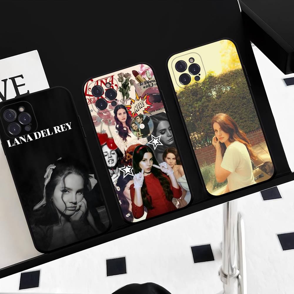 L-Lana Del Rey Singer Silicone Anime Black Case For Iphone 17 Air 16 15 14 13 12 11 Pro Max Plus Basic